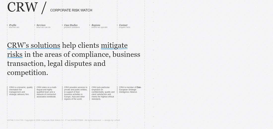 CRW Corporate Risk Watch Typography websites