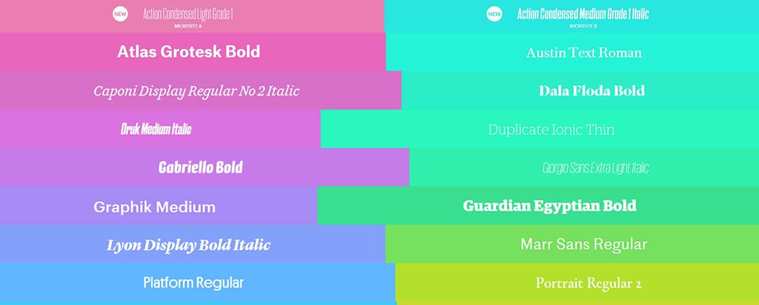 Commercial Type Showcase Colourful Websites