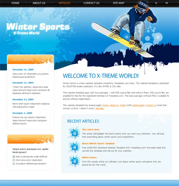 free website template - winter sports