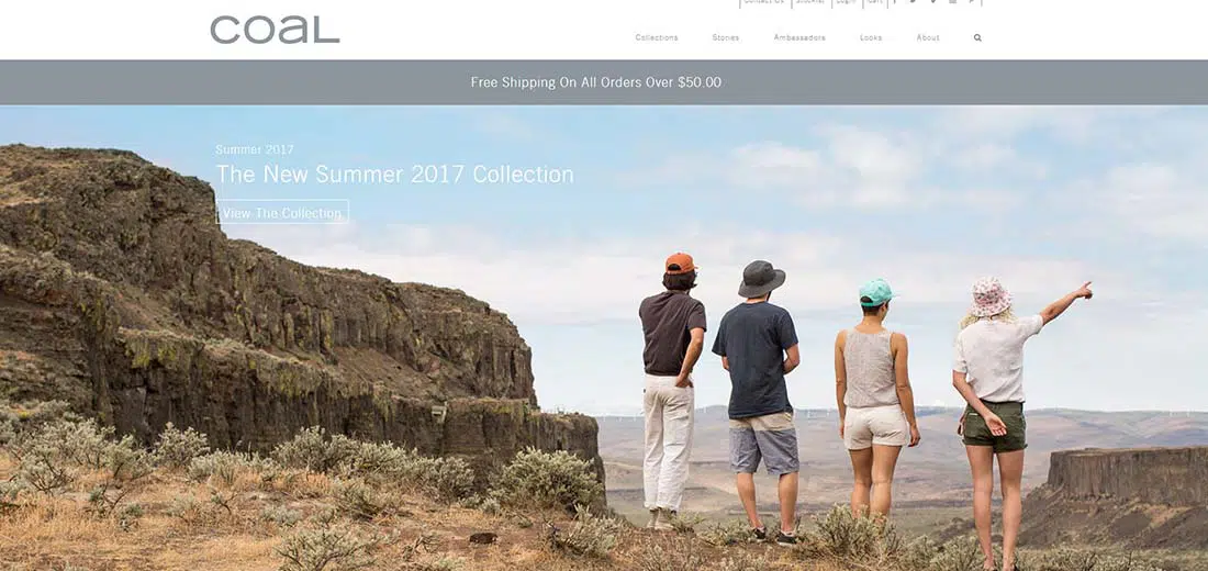 Coal Headwear Websites With Full-Screen Background Images