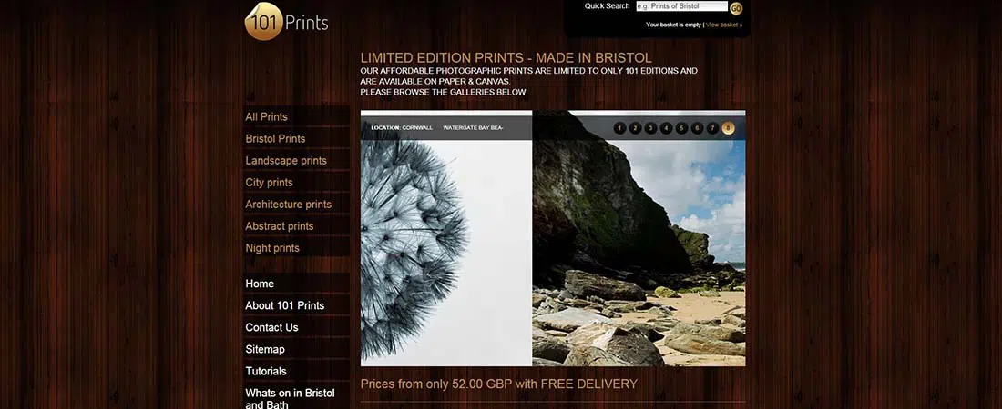 Limited edition prints websites with wood texture