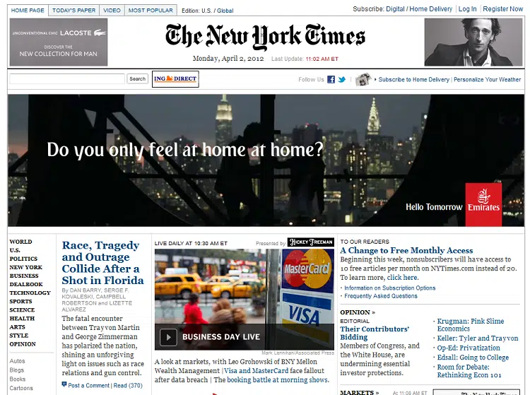 nytimes News Sites