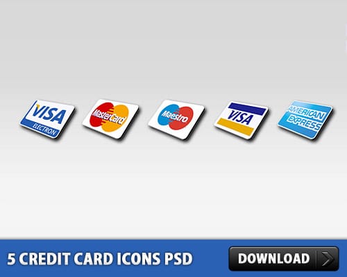 5 Credit Icons Free ECommerce PSD Files