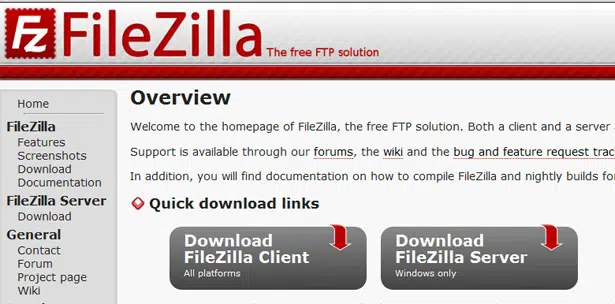 FileZilla free Web Design Tool