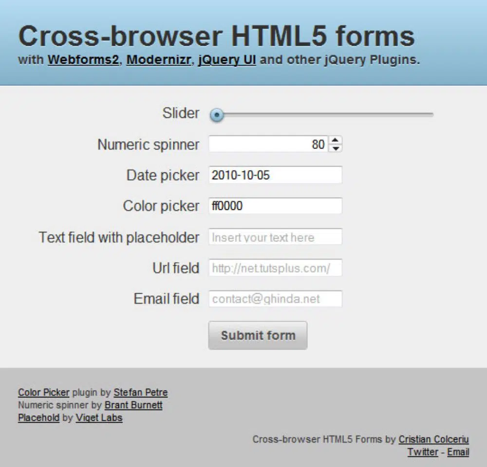 Cross-browser HTML5 form