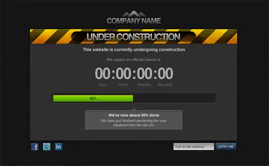 Under Construction CSS template free