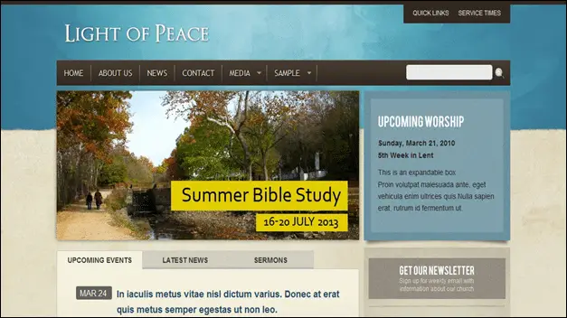 Light of Peace church website template