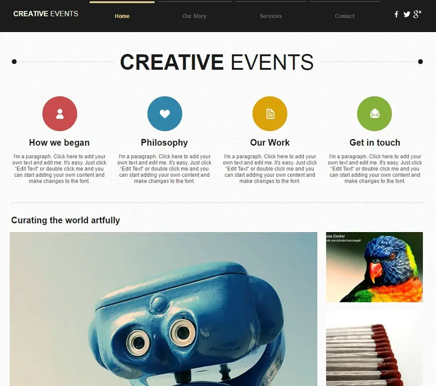 creative events website template