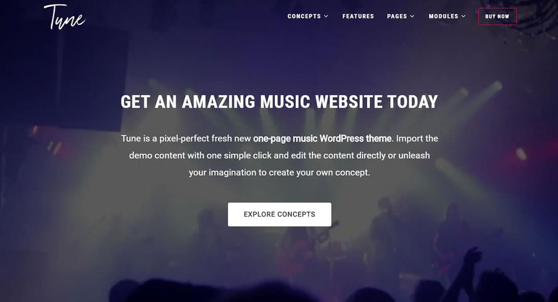 Tune - One-Page Music WordPress Theme