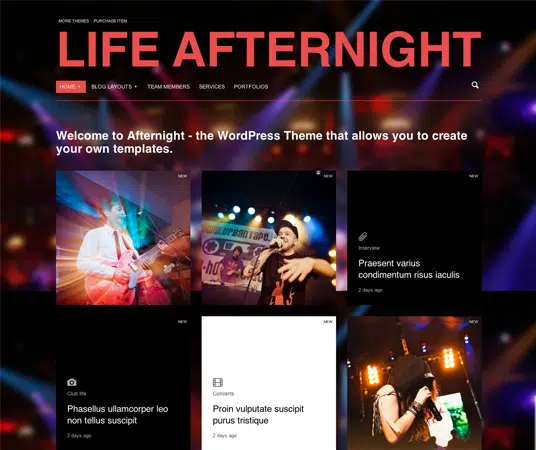 Afternight Nightlife Website Templates