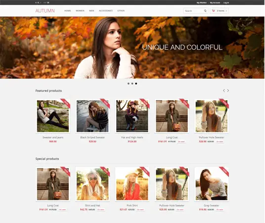 Autumn Clothing Ecommerce Website Templates