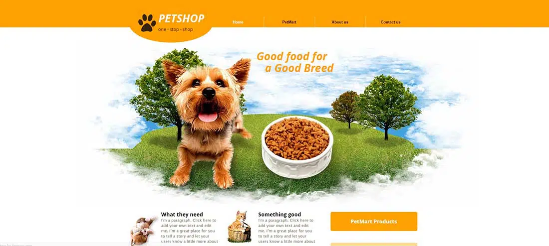 Wix - Pet Supplies Website Template
