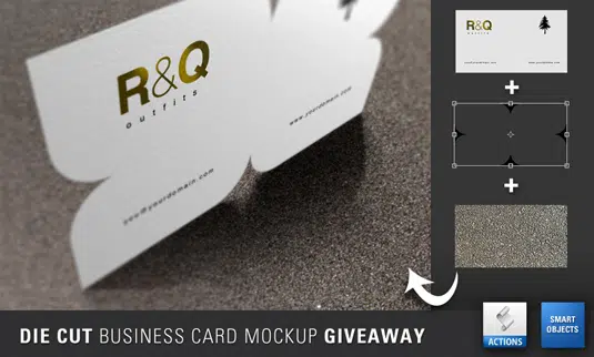 Die-Cut business card mockup photoshop action