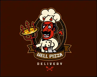 delivery hell pizza colorful logos