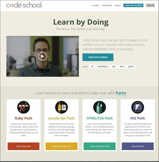 Code School online web design courses tutorials