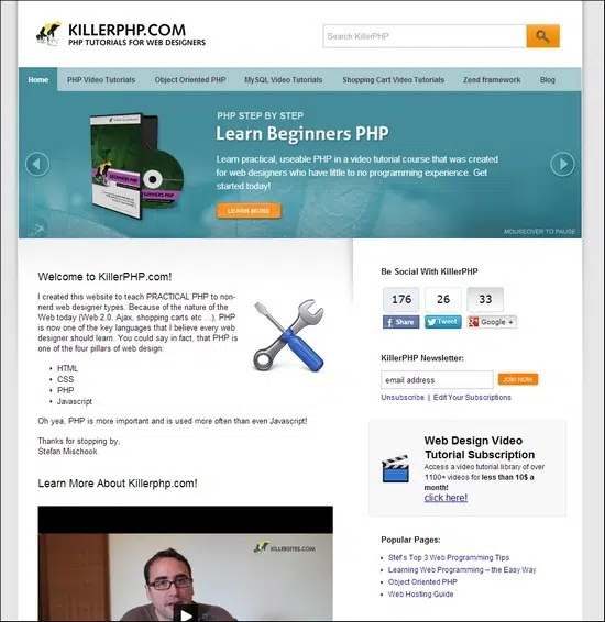KillerPHP online web design courses tutorials