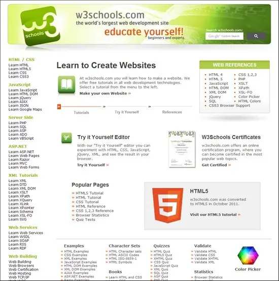 W3 Schools online web design courses tutorials