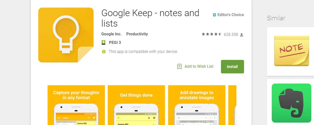 Google Keep Productivity Android Apps