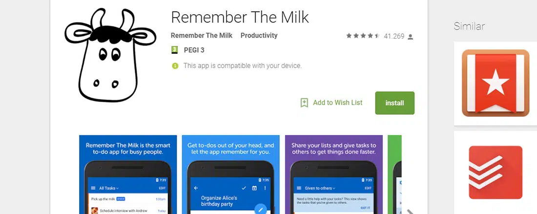 Remember The Milk Productivity Android Apps