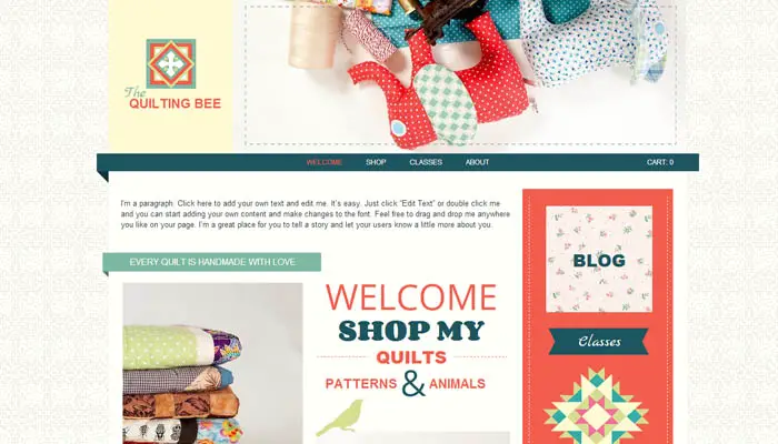 The Quilting Bee wix website template