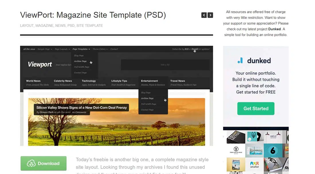 ViewPort Magazine Site Template (PSD)