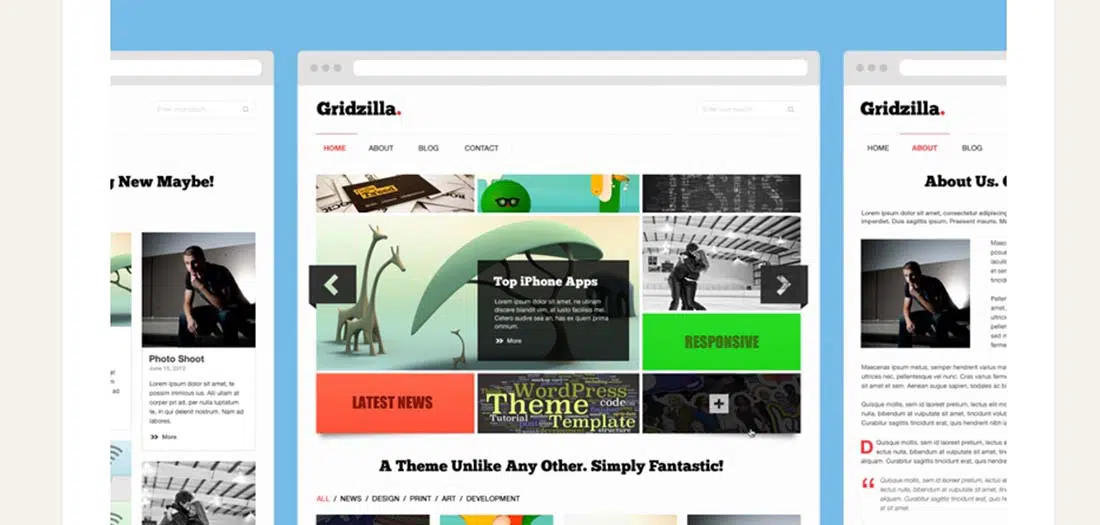 Free Gridzilla PSD Theme website photoshop templates