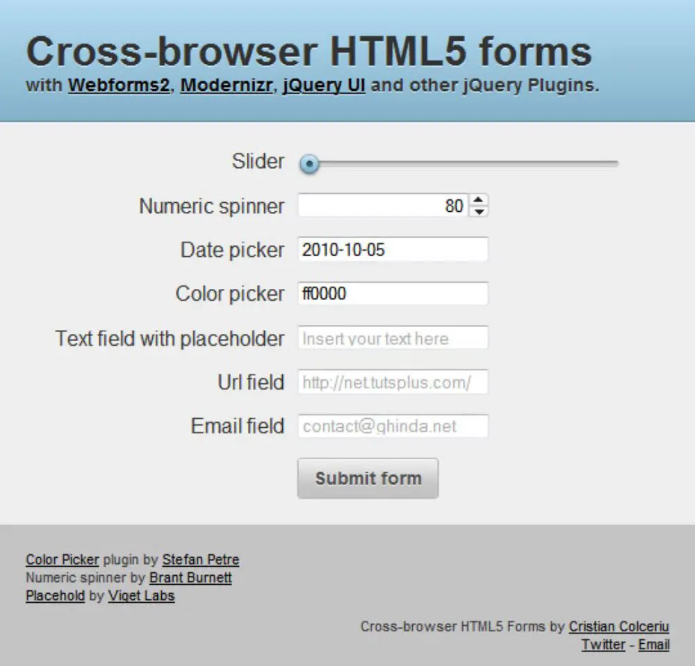 Cross-browser HTML5 form