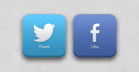 3D Facebook & Twitter PSD buttons