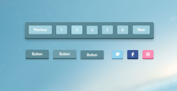 3D Pagination and Buttons PSD
