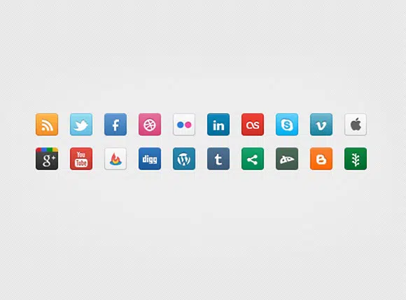 DC Social Media Icons PSD + CSS