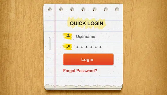 Stacked paper login form PSD