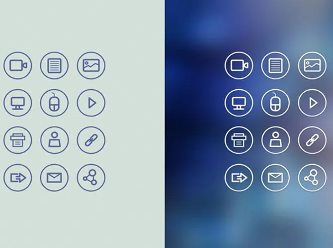 Circular Outlined Icons Set Free PSD