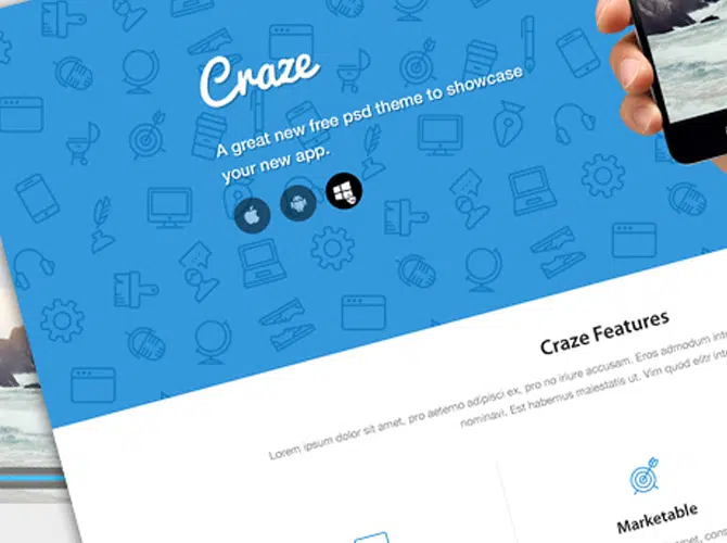 Craze Landing Page Template Free PSD