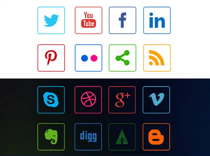Social Media Line Icons Free PSD