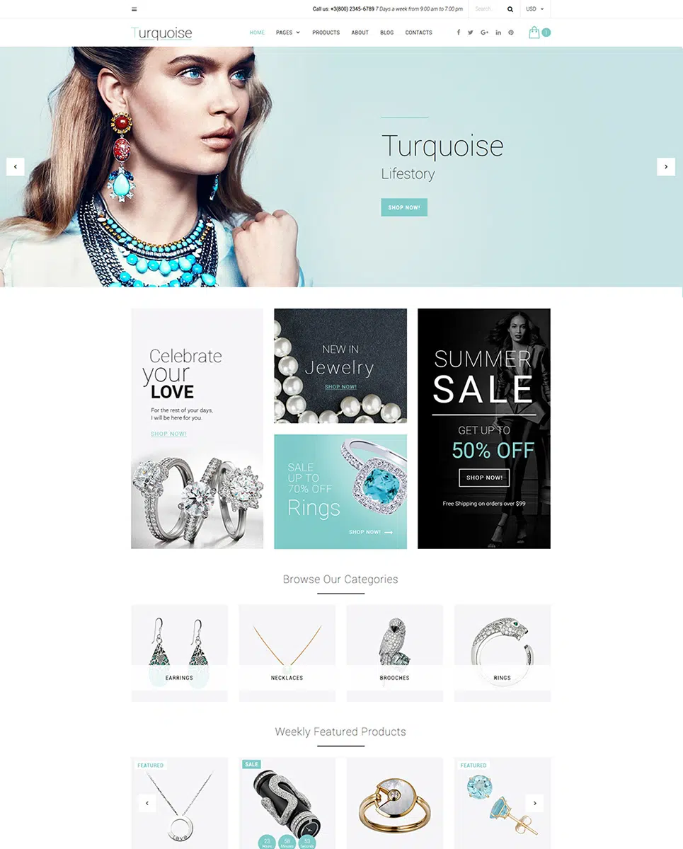 Turquoise Fashion Website Template
