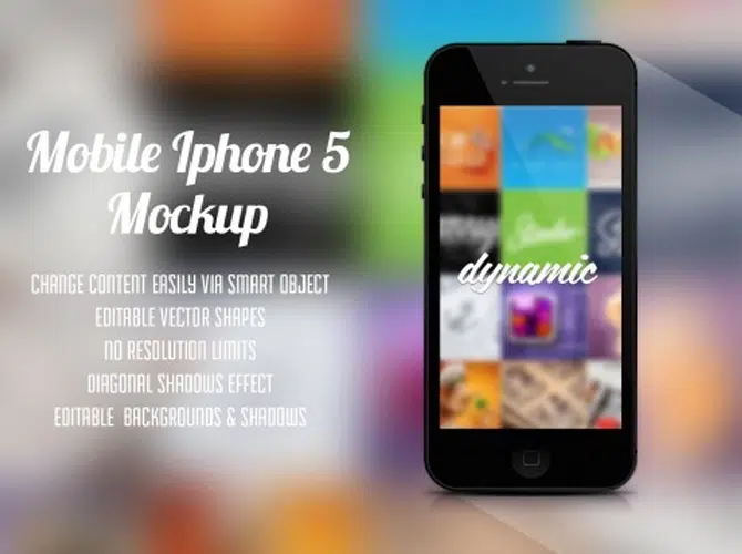 iPhone 5 With Diagon Shadow Free PSD