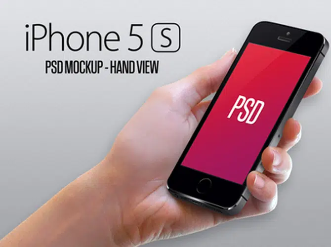 iPhone 5S Hand View Mockup Free PSD