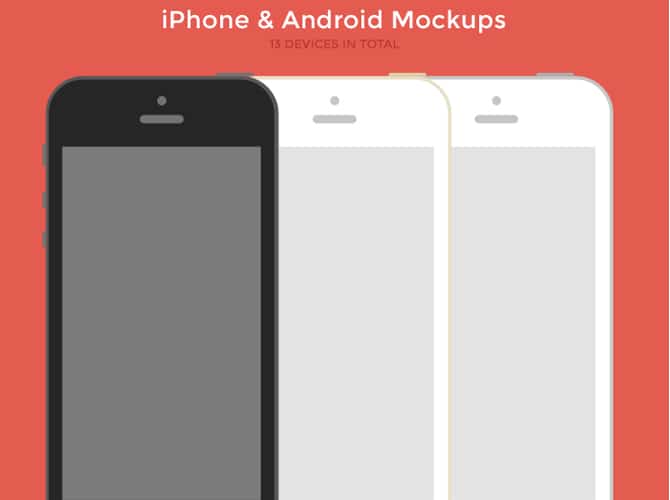 iPhone & Android Flat Mockups Free PSD