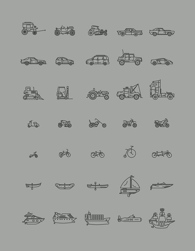 280 Line Icons Pack Free PSD