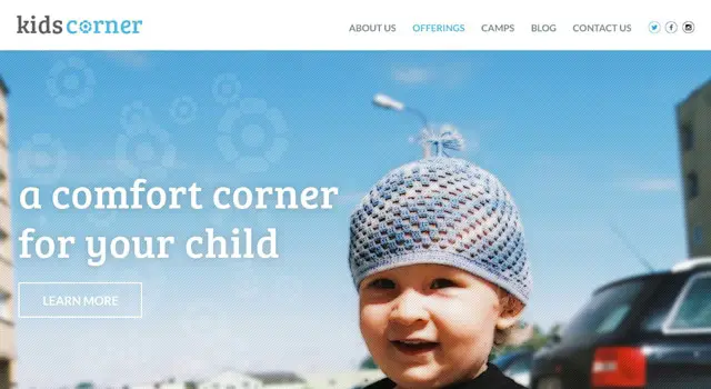Kids Corner Childcare Website Template Free PSD
