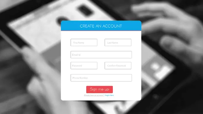 Simple Signup Form Free PSD