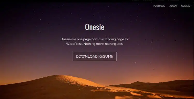 Onesie (free WordPress Landing page theme)
