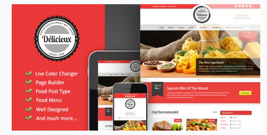 Delicieux Food and Restaurant Website Templates