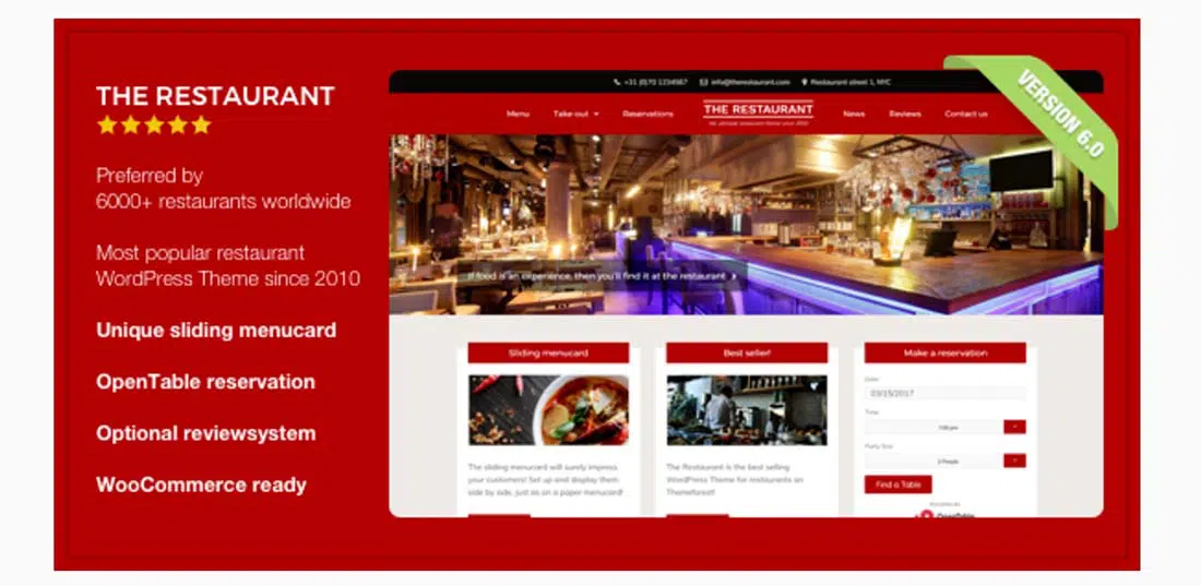The Restaurant by redfactory Food and Restaurant Website Templates