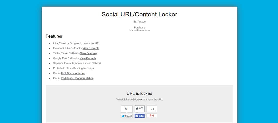 Google+, Tweet, Like - Content URL Locker