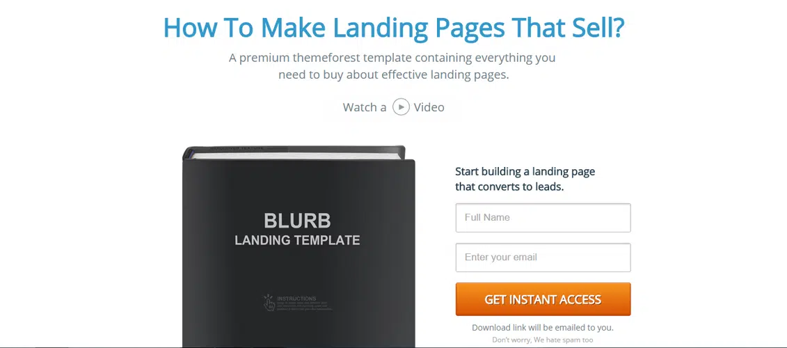Blurb Unbounce ebook Landing Template