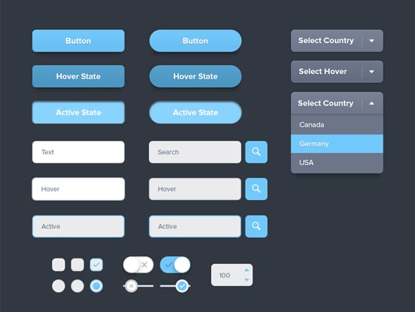 Button And Form UI Kit Free PSD