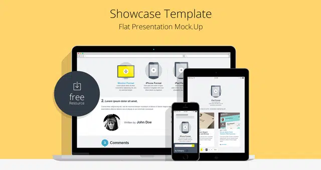 Flat Responsive Showcase Mockup Free PSD