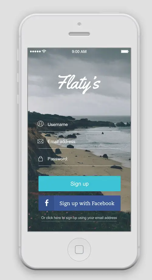 Flat Mobile App UI Design (PSD)