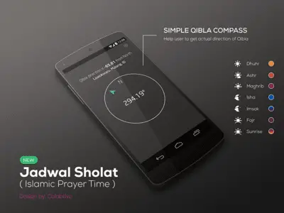 Qibla Compass for Islamic Prayer Time (Concept)